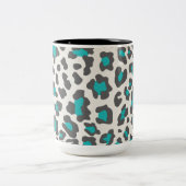 Luipaard Print Aqua, grijs, wit Tweekleurige Koffiemok (Center)
