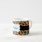 Luipaard Print Aqua Sinaasappel Zwarte Espresso Mo Kop (Voorkant rechts)