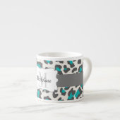 Luipaard Print Aqua Wit Grijs Espresso Mok (Voorkant rechts)