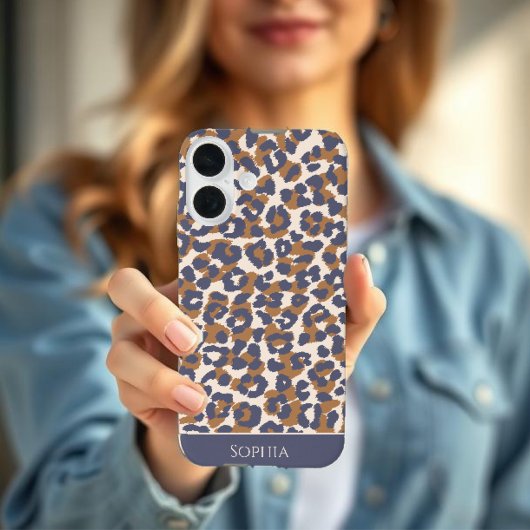 Luipaard Print-Blauw en Bruin- Case-Mate iPhone Case