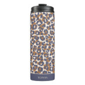 Luipaard Print-Blauw en Bruin- Thermosbeker (Voorkant)