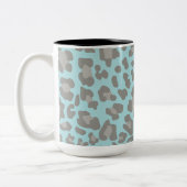 Luipaard Print Blauw en Grijs Tweekleurige Koffiemok (Links)