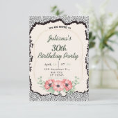 luipaard print bloemenverjaardagsuitnodiging kaart (Staand voorkant)