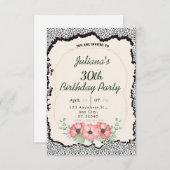 luipaard print bloemenverjaardagsuitnodiging kaart (Voorkant / Achterkant)