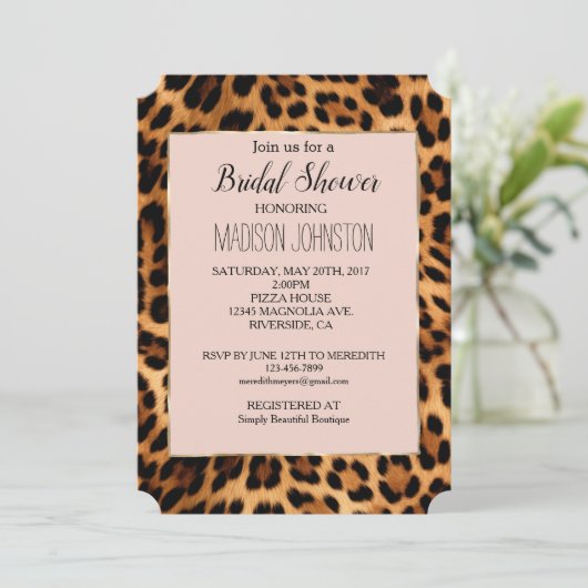 Luipaard Print Blush Roze Chique Gouden Glam Kaart (Staand voorkant)