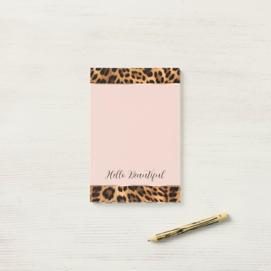 Luipaard Print Blush Roze Chique Gouden Glam Post-it® Notes (Op bureau)