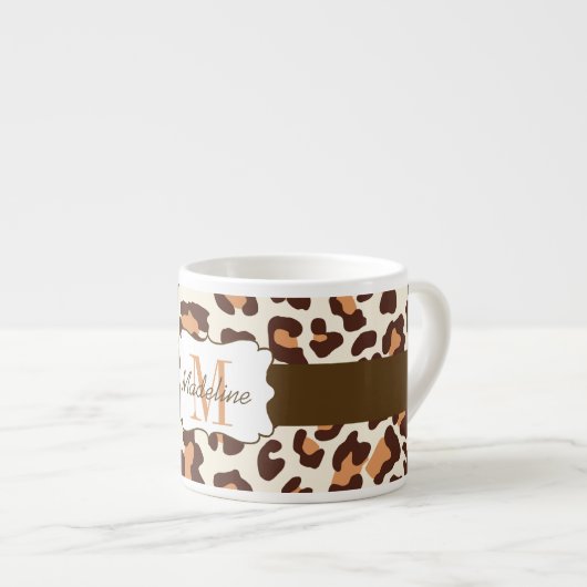 Luipaard Print Bruin Tan Cream Espresso Mok (Voorkant rechts)