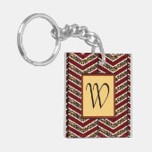 Luipaard Print Chevron Acryl Sleutelhanger (Voorkant Links)