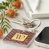 Luipaard Print Chevron Acryl Sleutelhanger (Voorkant Rechts)