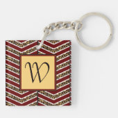 Luipaard Print Chevron Acryl Sleutelhanger (Achterkant)