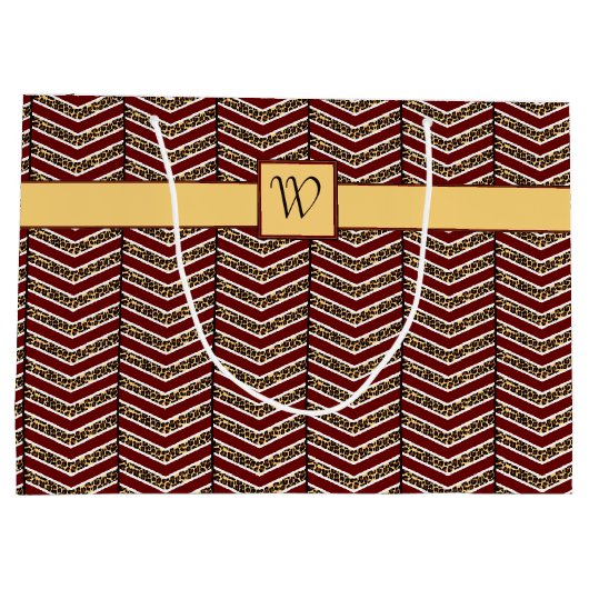 Luipaard Print Chevron geschenkzak Large Cadeautasje (Achterkant)