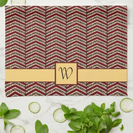 Luipaard Print Chevron keukenhanddoek (Gevouwen)