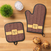 Luipaard Print Chevron Ovenwant & Pannenlap Set (Top down)