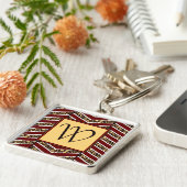 Luipaard Print Chevron Sleutelhanger (Zijkant)