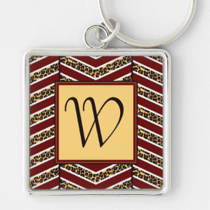 Luipaard Print Chevron Sleutelhanger