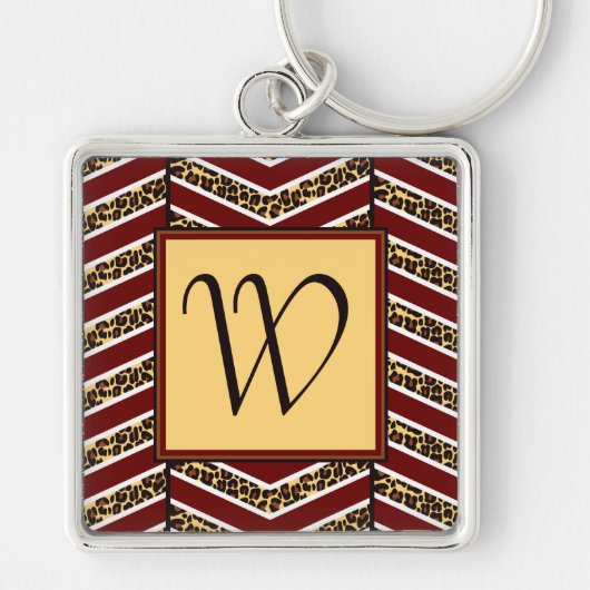 Luipaard Print Chevron Sleutelhanger (Voorkant)