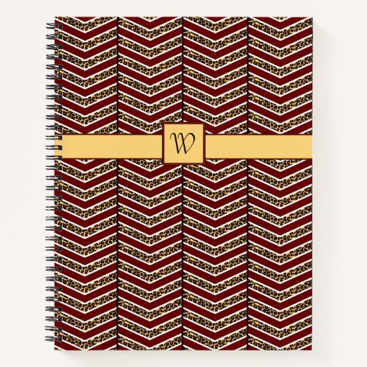 Luipaard Print Chevron Spiraal Notitieboek (Voorkant)