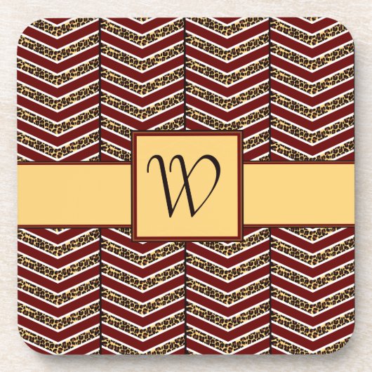 Luipaard Print Chevron Square Onderzetter (Voorkant)