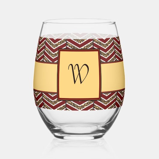 Luipaard Print Chevron Wijnglas Zonder Voet (Voorkant)