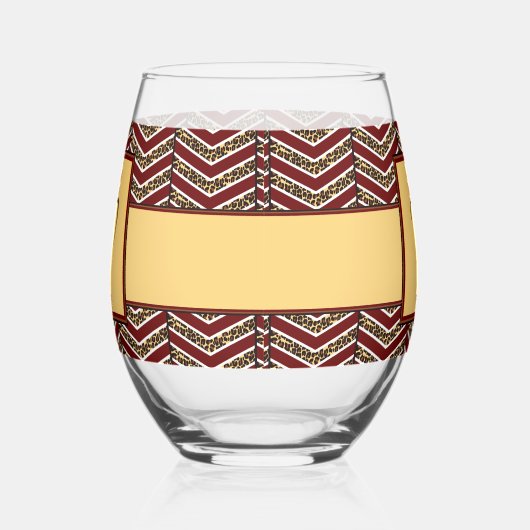 Luipaard Print Chevron Wijnglas Zonder Voet (Rechts)