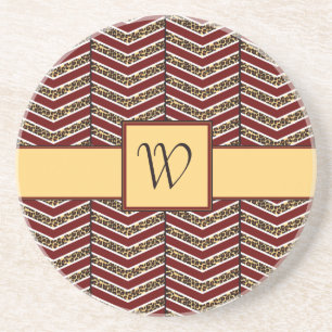 Luipaard Print Chevron Zandsteen Onderzetter