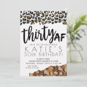 Luipaard Print Dertig AF Gouden Glitter Verjaardag Kaart (Staand voorkant)