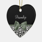 Luipaard Print Dierlijk Patroon Donkergroene Boog Keramisch Ornament (Links)