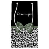 Luipaard Print Dierlijk Patroon Donkergroene Boog Klein Cadeauzakje (Voorkant)