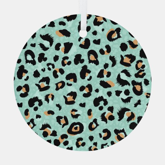 Luipaard print, dierlijk patroon glas ornament (Achterkant)
