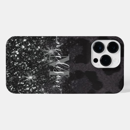 Luipaard Print en Glitter iPhone Hoesje (Achterkant horizontaal)