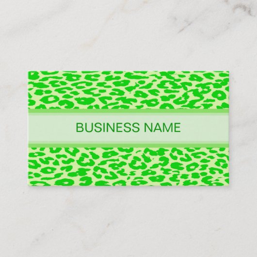 Luipaard Print en Plain Lime Green Visitekaartje (Voorkant)