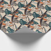 Luipaard Print Floral: Abstract handgetekend Cadeaupapier (Hoek)