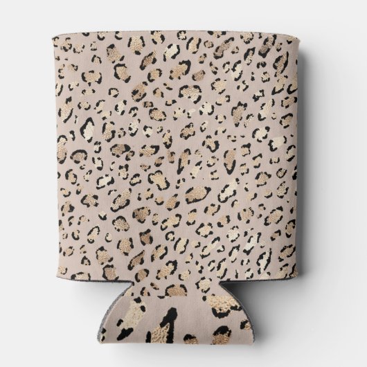 Luipaard print, glanzende gouden vlekken. blikjeskoeler (Achterkant)