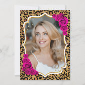 Luipaard Print Goud Roze Foto 50e Verjaardag Kaart (Achterkant)
