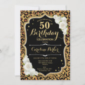 Luipaard Print Goud Zwart Foto 50e Verjaardag Kaart (Voorkant)