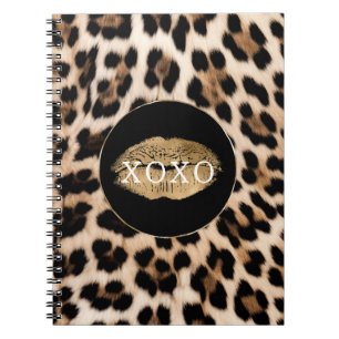 Luipaard Print Gouden Lippen XOXO Notitieboek