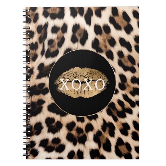 Luipaard Print Gouden Lippen XOXO Notitieboek (Voorkant)