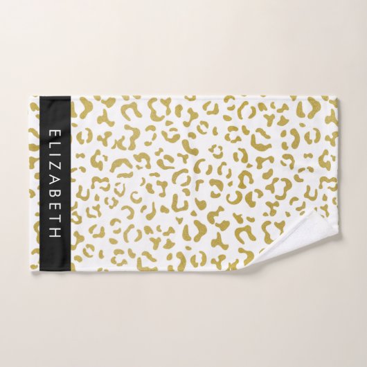Luipaard Print, Gouden Luipaard, Glitter, Jouw naa Bad Handdoek (Handdoek)