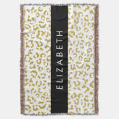 Luipaard Print, Gouden Luipaard, Glitter, Jouw naa Deken (Voorkant Verticaal)