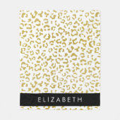 Luipaard Print, Gouden Luipaard, Glitter, Jouw naa Fleece Deken (Voorkant)