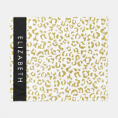 Luipaard Print, Gouden Luipaard, Glitter, Jouw naa Fleece Deken (Voorkant (Horizontaal))