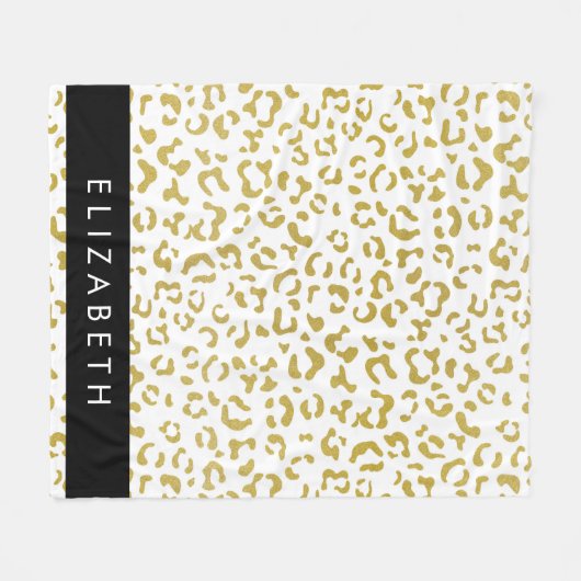 Luipaard Print, Gouden Luipaard, Glitter, Jouw naa Fleece Deken (Voorkant (Horizontaal))