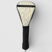 Luipaard Print, Gouden Luipaard, Glitter, Jouw naa Golfheadcover (Voorkant)