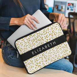 Luipaard Print, Gouden Luipaard, Glitter, Jouw naa Laptop Sleeve
