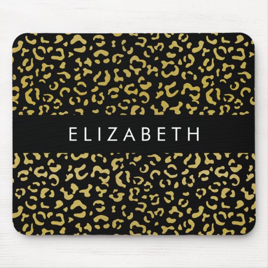 Luipaard Print, Gouden Luipaard, Glitter, Jouw naa Muismat (Voorkant)