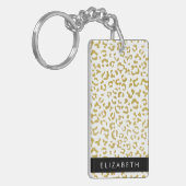 Luipaard Print, Gouden Luipaard, Glitter, Jouw naa Sleutelhanger (Voorkant Links)