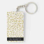 Luipaard Print, Gouden Luipaard, Glitter, Jouw naa Sleutelhanger (achterkant)