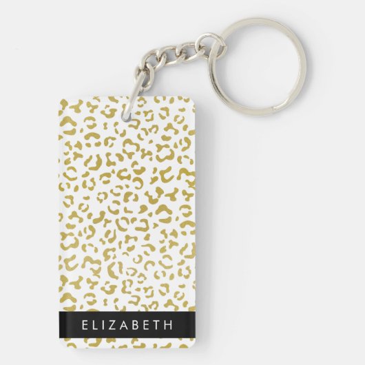 Luipaard Print, Gouden Luipaard, Glitter, Jouw naa Sleutelhanger (achterkant)