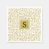 Luipaard Print, Gouden Luipaard, Glitter, Monogram Servet (Voorkant)