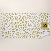 Luipaard Print, Gouden Luipaard, Glitter, Monogram Strandlaken (Voorkant)